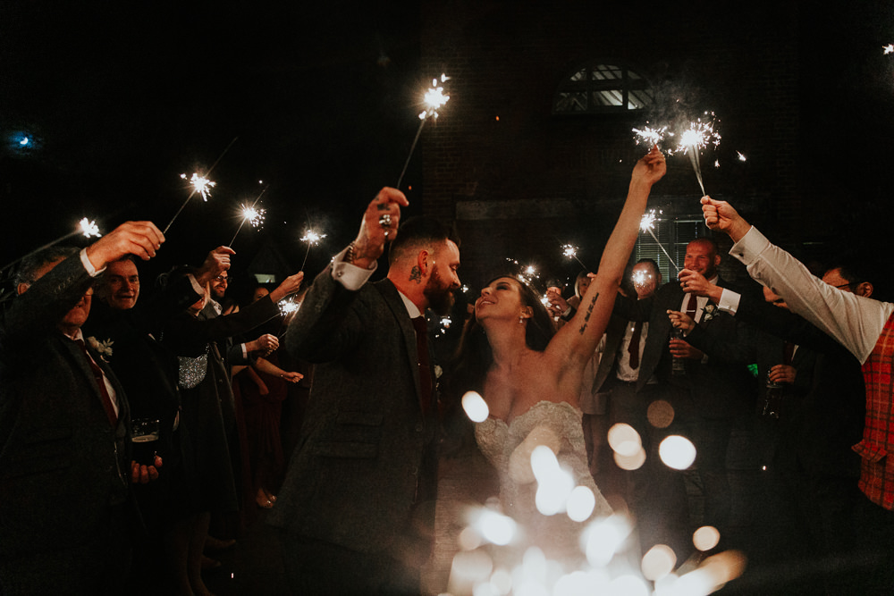 Sparklers Sparkler Send Off Exit Shustoke Barn Wedding Oxi Photography