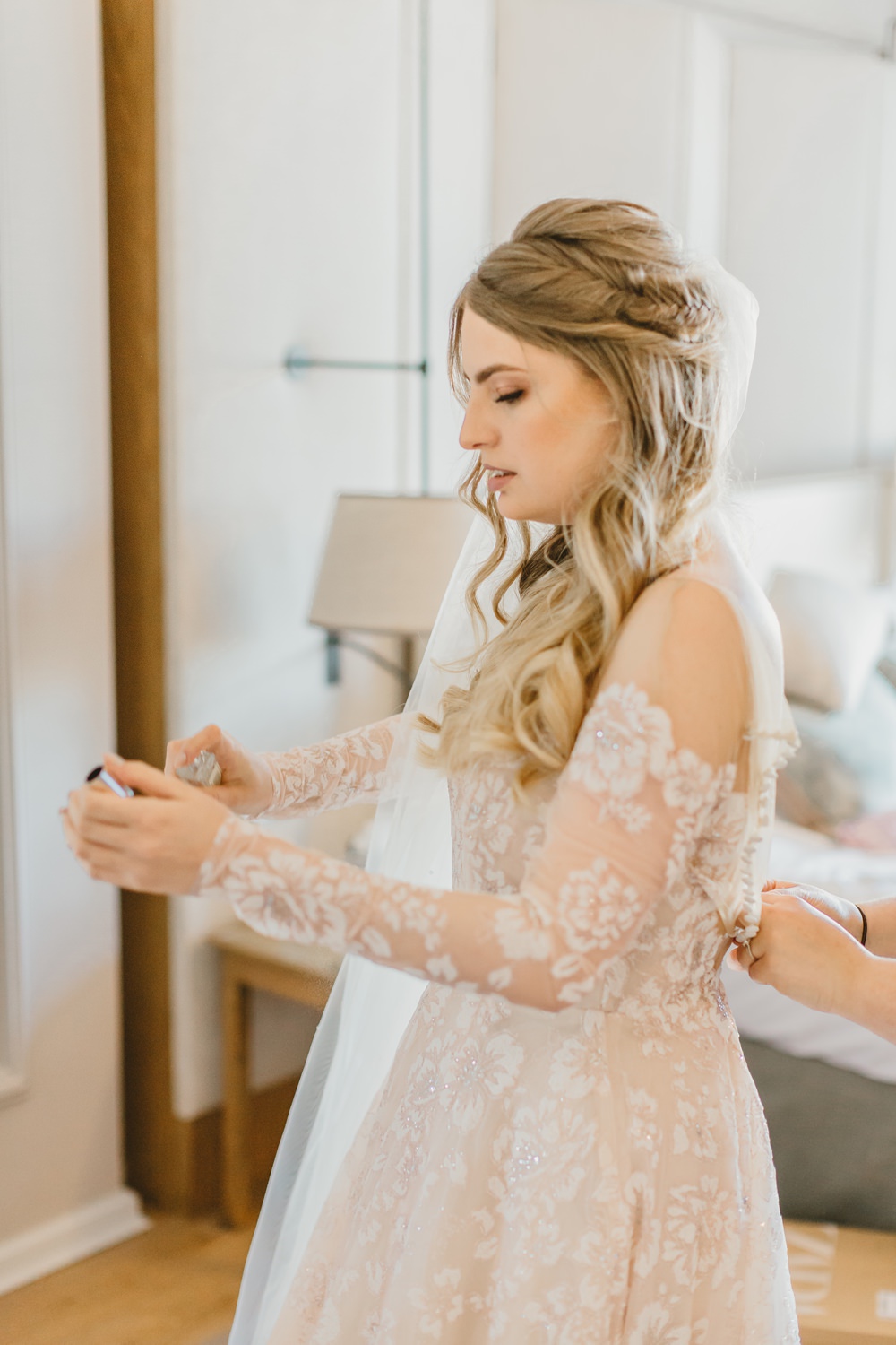 Dress Gown Bride Brida Long Sleeves Hayley Paige Veil York Minster Wedding Amy Lou Photography