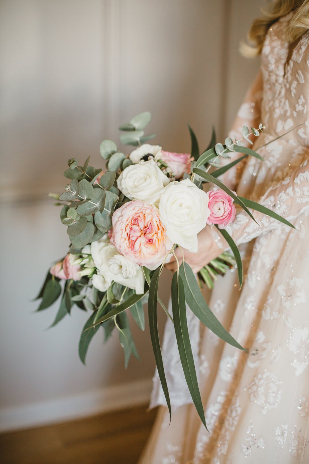 Bouquet Flowers Bride Bridal Pink Cream Rose Anemone Berries York Minster Wedding Amy Lou Photography