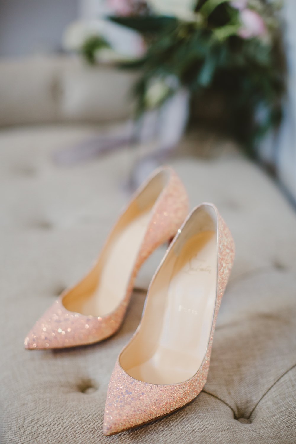 Louboutin Shoes Bride Bridal Pink Glitter York Minster Wedding Amy Lou Photography
