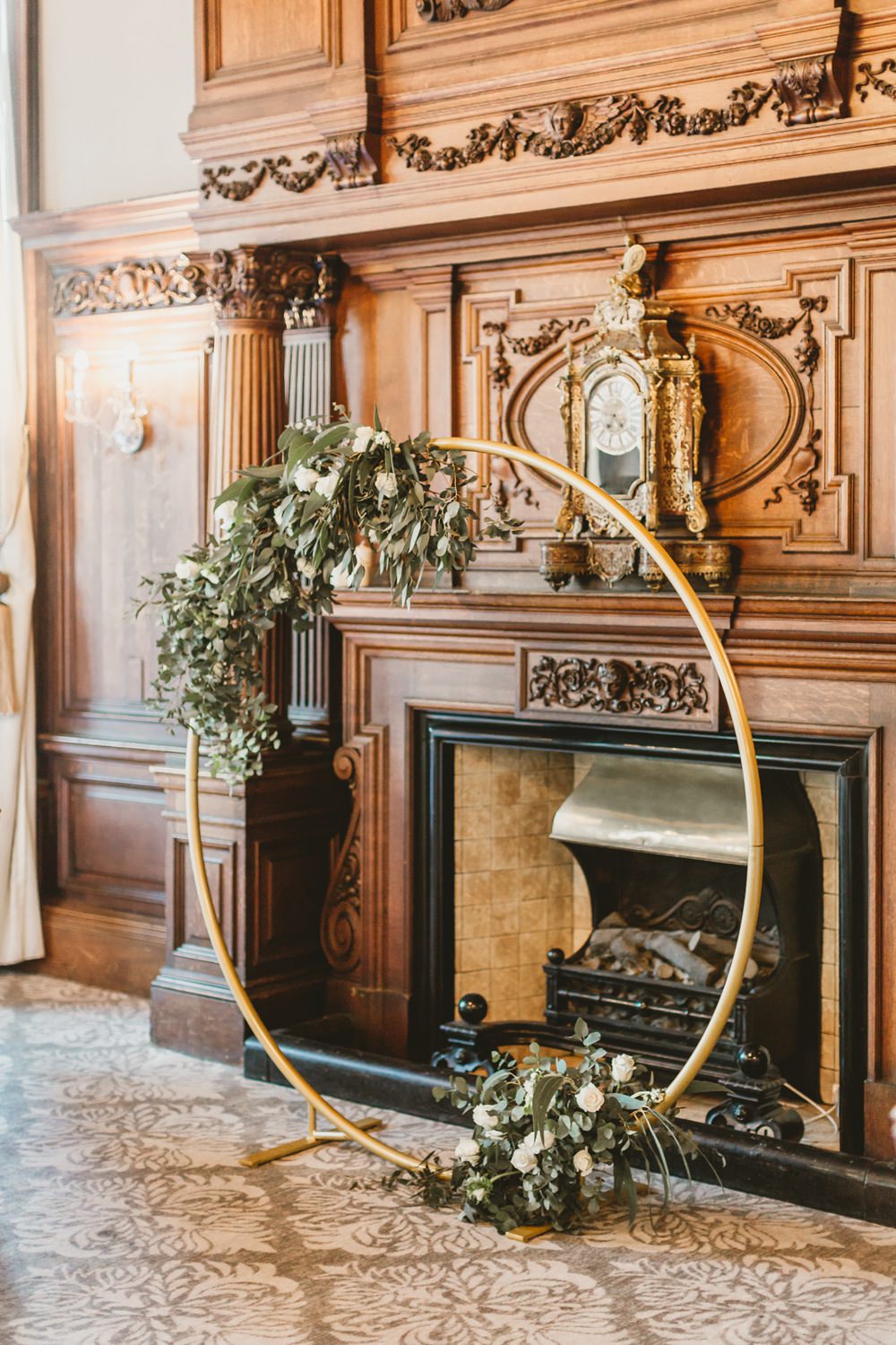 Moon Gate Hoop Flowers Arch Backdrop York Minster Wedding Amy Lou Photography