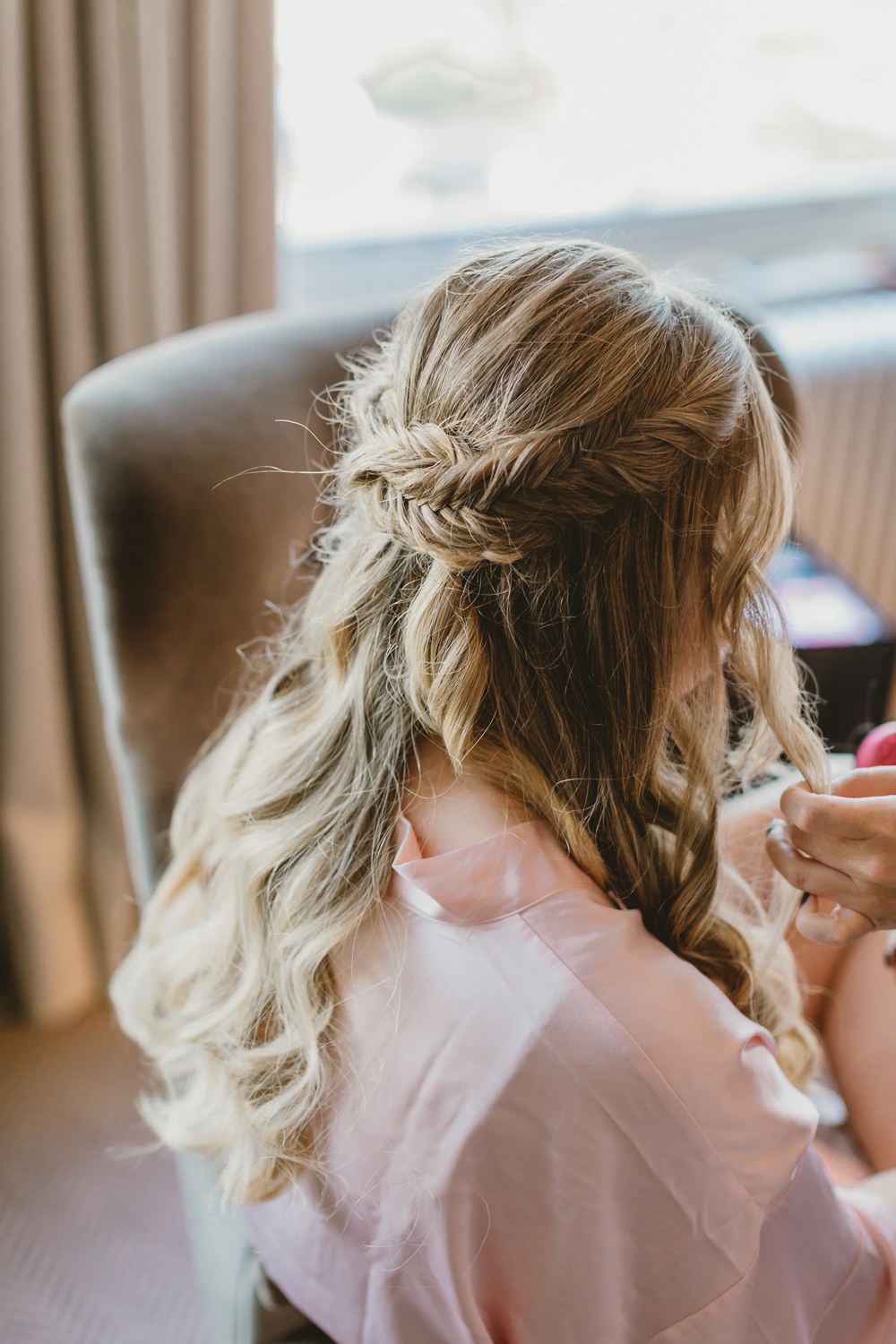 Bride Bridal Hair Style Half Up Half Down Plait Braid York Minster Wedding Amy Lou Photography