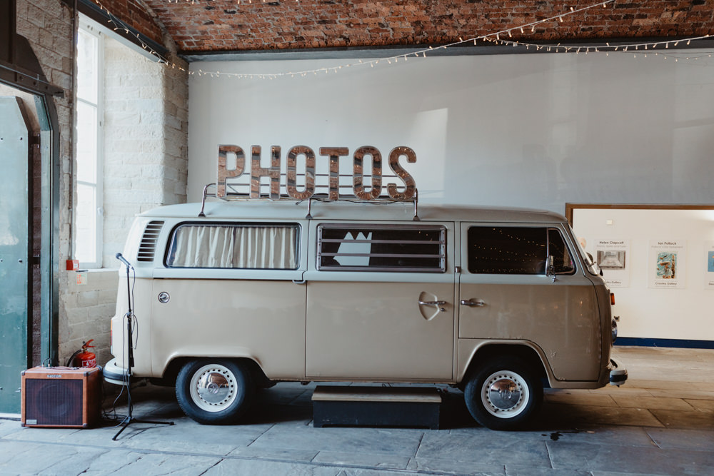 VW Campervan Photo Booth Arches Dean Clough Wedding Stevie Jay Photography
