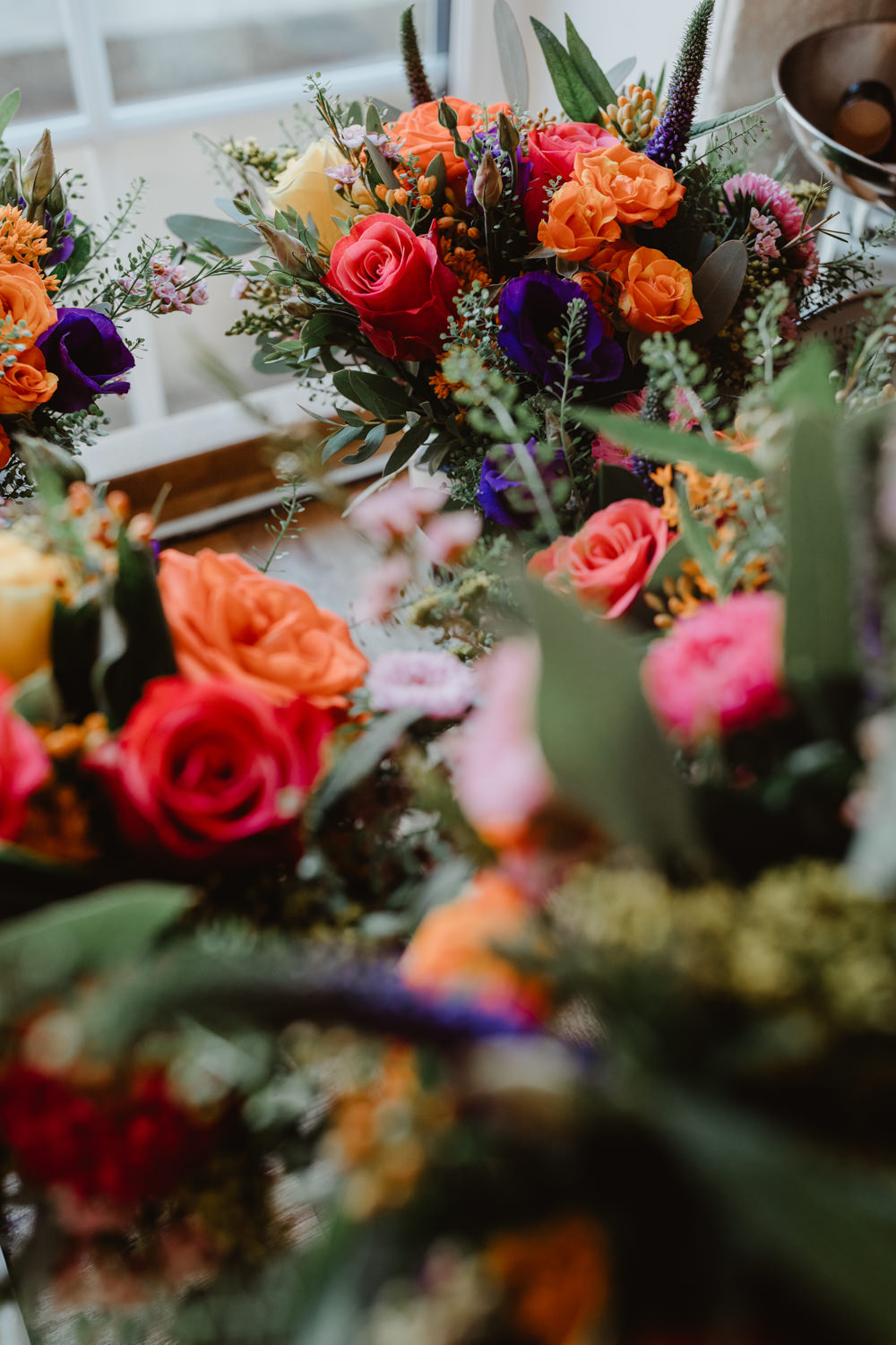 Bouquet Flowers Bride Bridal Orange Rose Arches Dean Clough Wedding Stevie Jay Photography