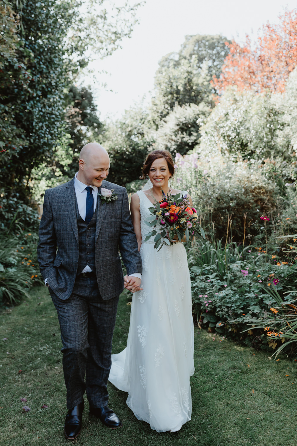 Groom Groomsmen Suit Grey Check Arches Dean Clough Wedding Stevie Jay Photography