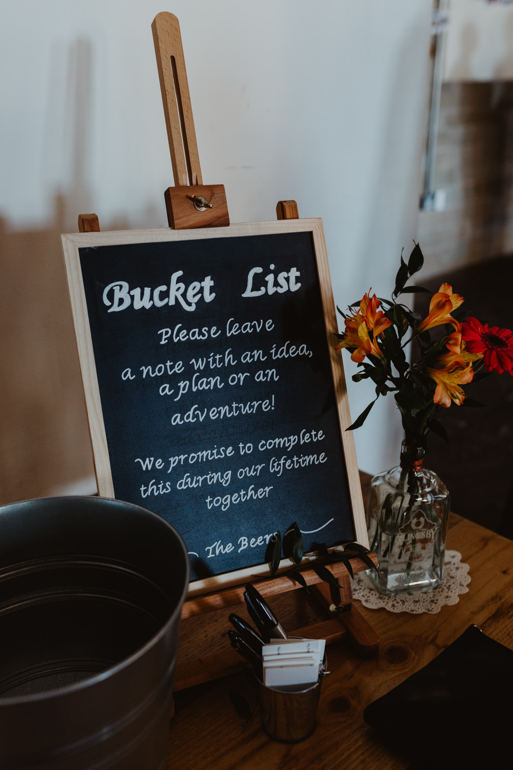 Guest List Bucket List Sign Signs Signage Arches Dean Clough Wedding Stevie Jay Photography