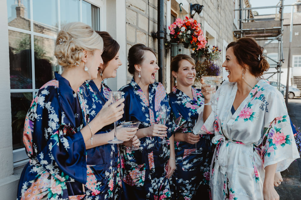 Bride Bridal Dressing Gown Robe Bridesmaids Arches Dean Clough Wedding Stevie Jay Photography
