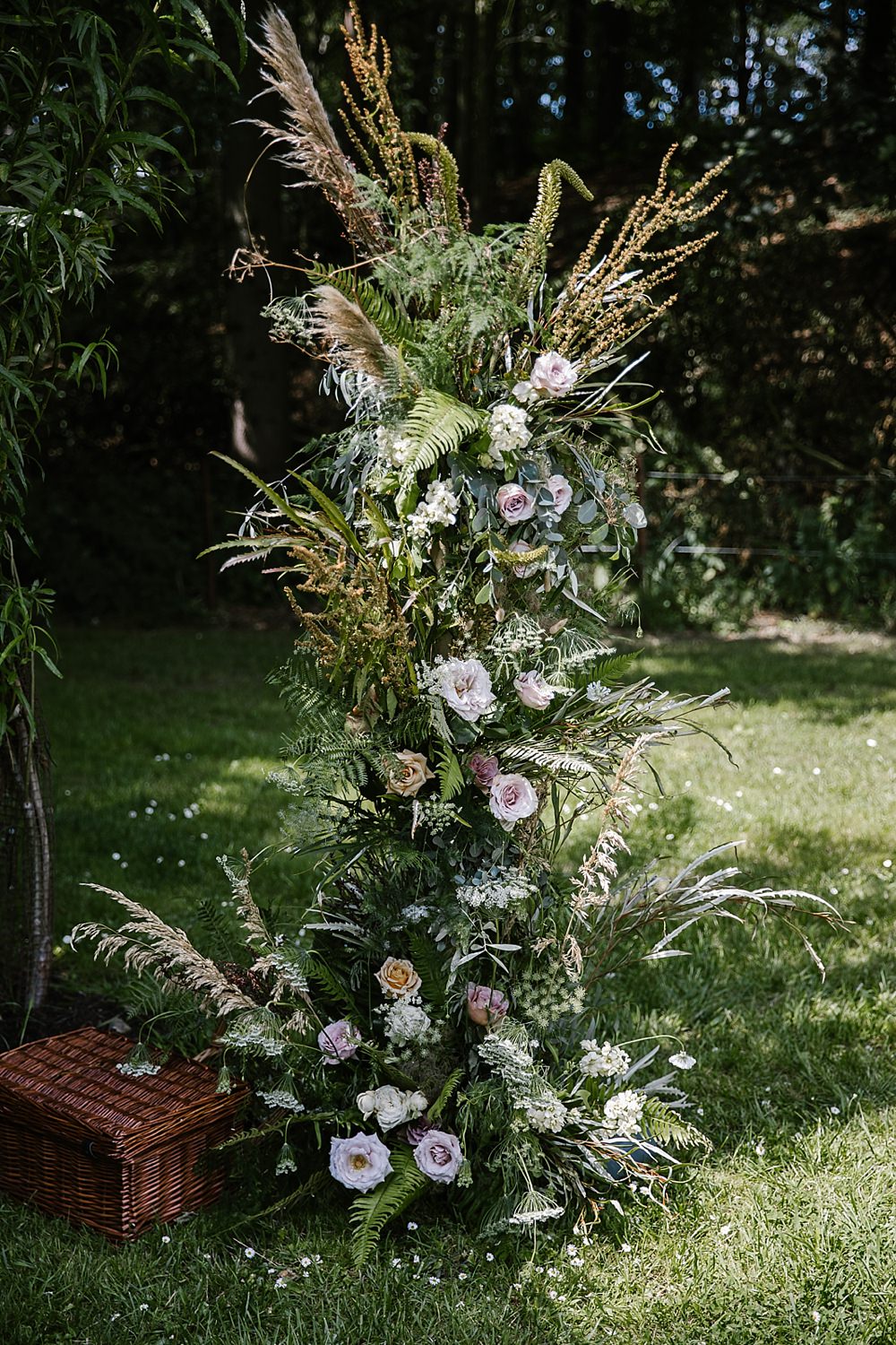 Flower Arch Installation Natural Wild Backdrop Ceremony Chaucer Barn Wedding Katherine Ashdown Photography