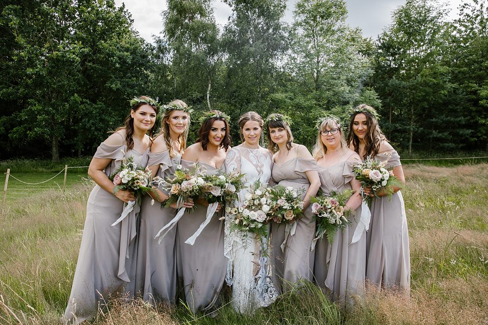 Grey Bridesmaid Bridesmaids Dress Dresses Chaucer Barn Wedding Katherine Ashdown Photography