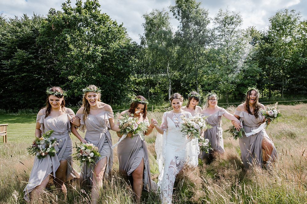 Grey Bridesmaid Bridesmaids Dress Dresses Chaucer Barn Wedding Katherine Ashdown Photography