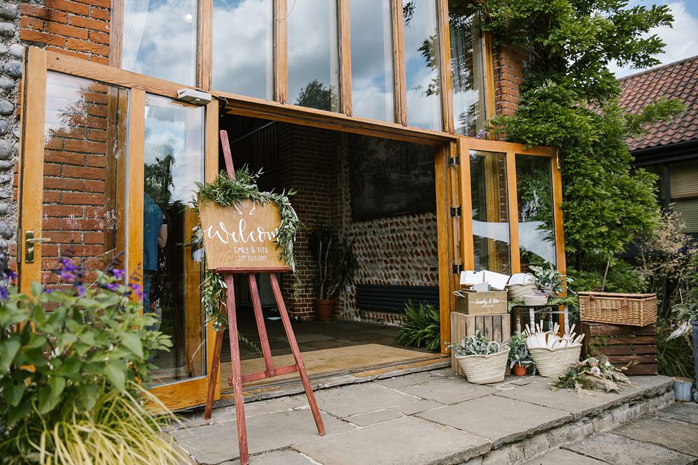 Welcome Sign Wooden Greenery Signs Signage Chaucer Barn Wedding Katherine Ashdown Photography