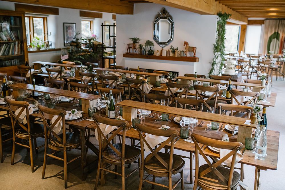 Long Wooden Tables Decor Chaucer Barn Wedding Katherine Ashdown Photography