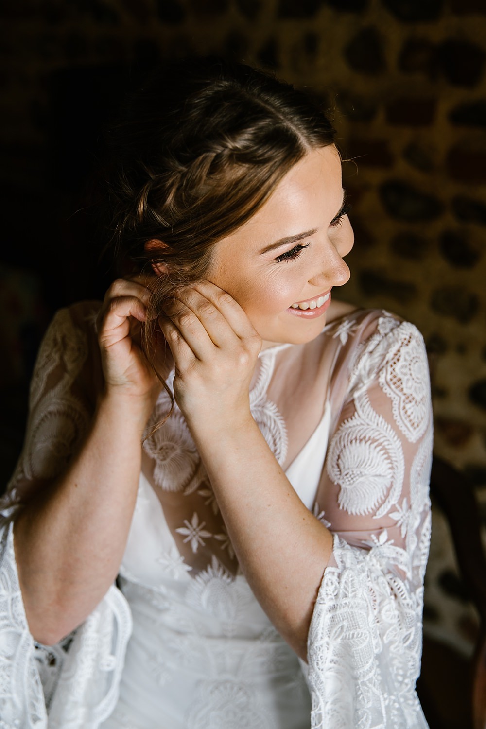 Bride Bridal Hair Style Up Do Braid Plait Chaucer Barn Wedding Katherine Ashdown Photography