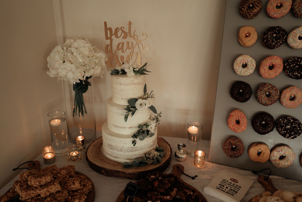 Semi Naked Cake Greenery Topper Combermere Abbey Wedding Damian Brandon Photography