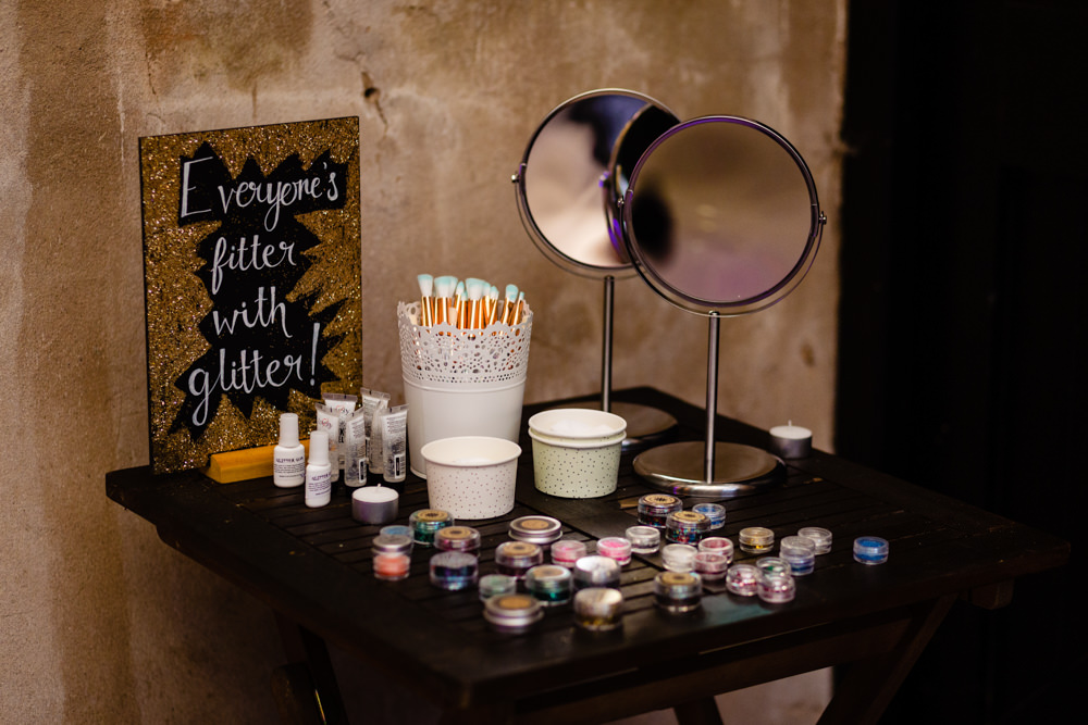 Glitter Bar Station Cowshed Woodhall Farm Wedding Emma and Rich