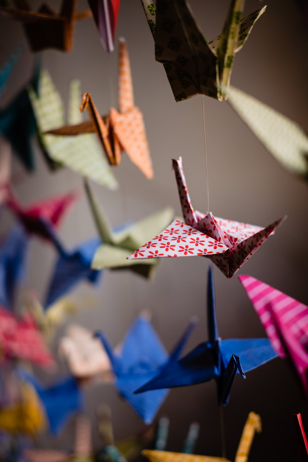 Origami Paper Cranes Cowshed Woodhall Farm Wedding Emma and Rich