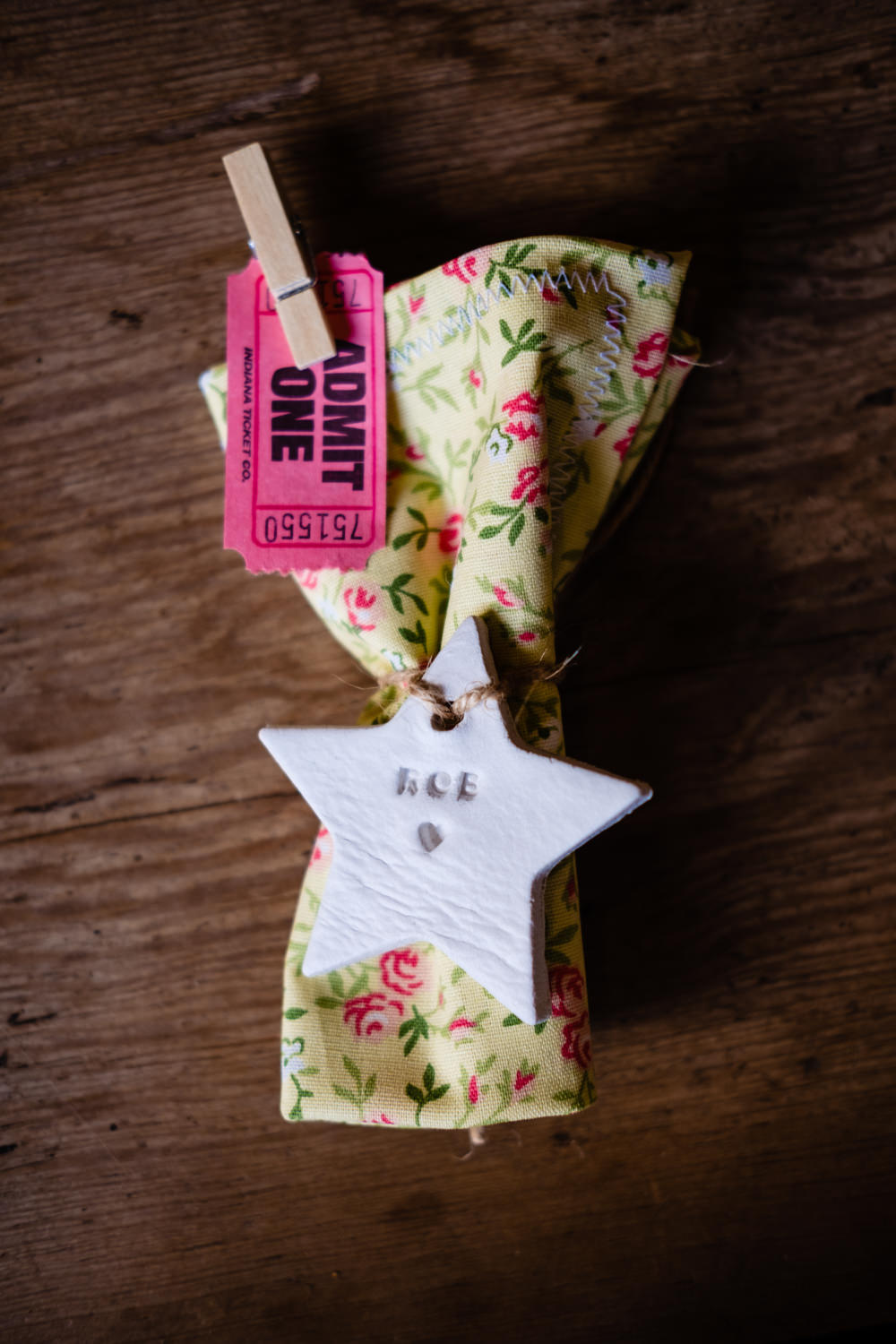 Table Decor Place Setting Plates Doily Napkin Star Favour Ticket Cowshed Woodhall Farm Wedding Emma and Rich