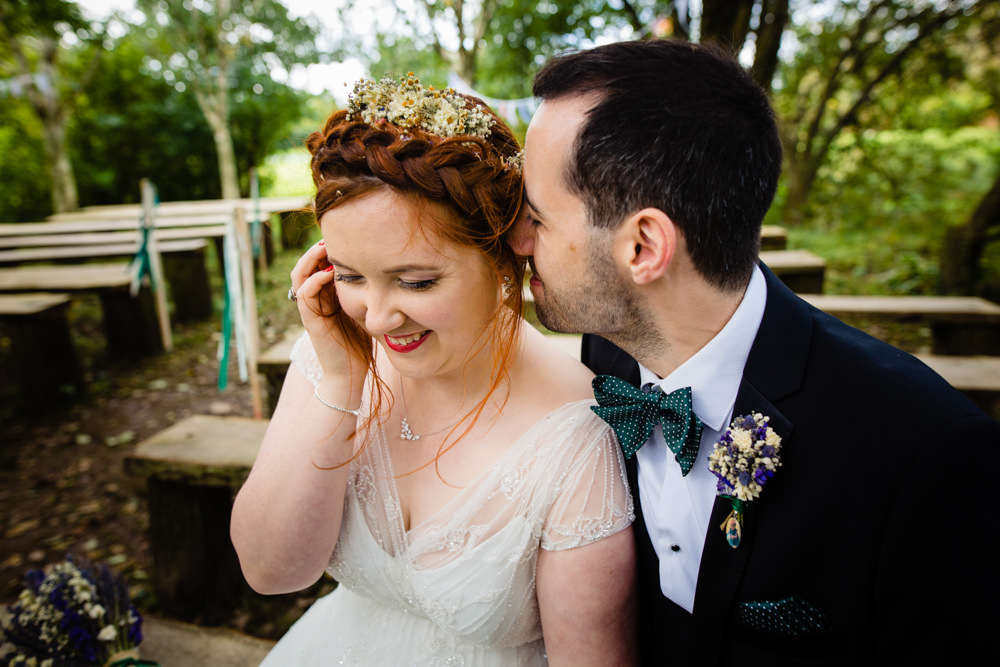 Bride Bridal Hair Style Up Do Braid Plait Halo Cowshed Woodhall Farm Wedding Emma and Rich