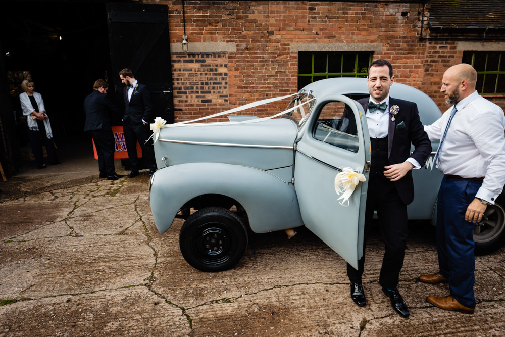 Car Transport Cowshed Woodhall Farm Wedding Emma and Rich