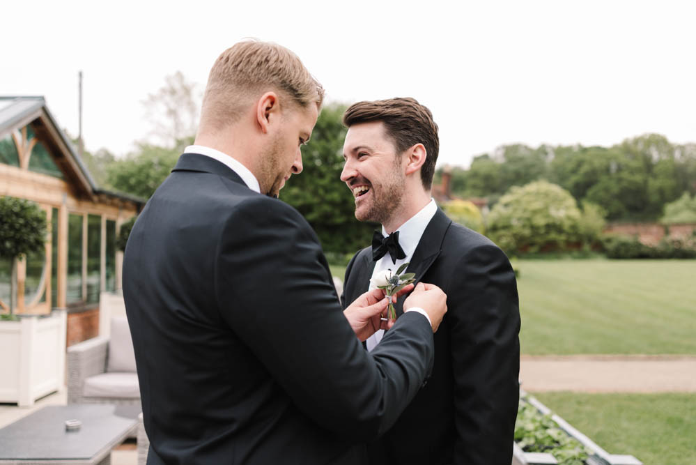 Groom Suit Braces Bow Tie Tux Tuxedo Dove Grey Wedding Danielle Smith Photography