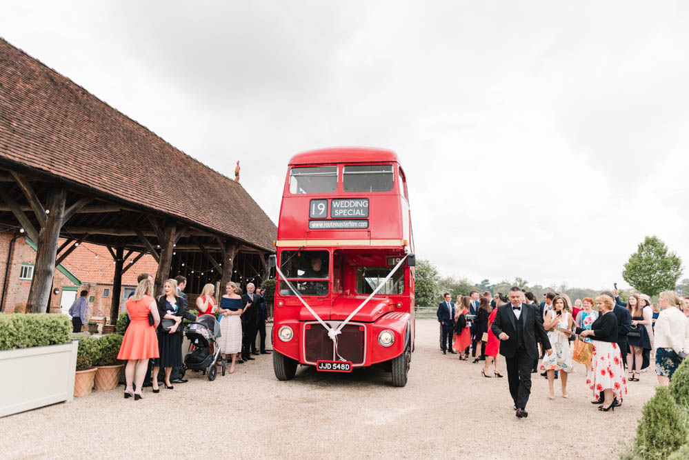 Double Decker Red Bus Transport Dove Grey Wedding Danielle Smith Photography