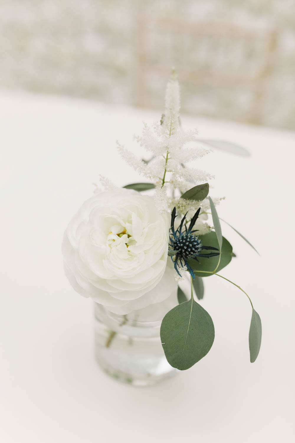 Flowers Jar Thistle Rose Astilbe Dove Grey Wedding Danielle Smith Photography
