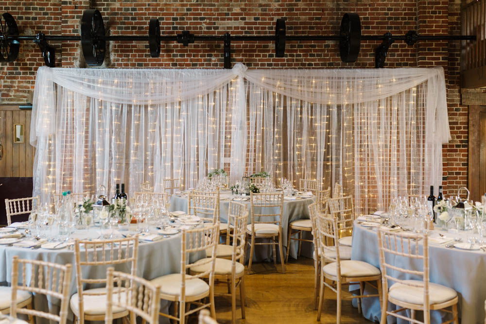 Fairy Light Curtain Wall Backdrop Barn Dove Grey Wedding Danielle Smith Photography