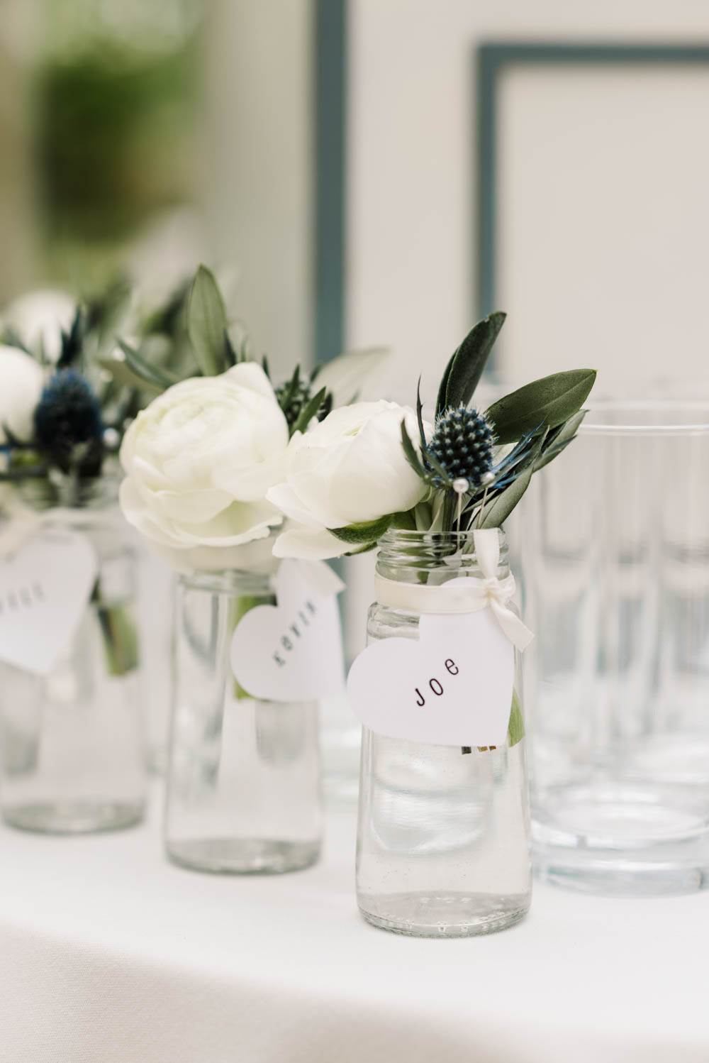 Flowers Jar Thistle Rose Buttonholes Dove Grey Wedding Danielle Smith Photography