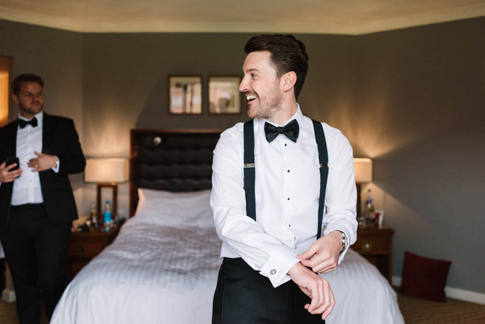 Groom Suit Braces Bow Tie Tux Tuxedo Dove Grey Wedding Danielle Smith Photography