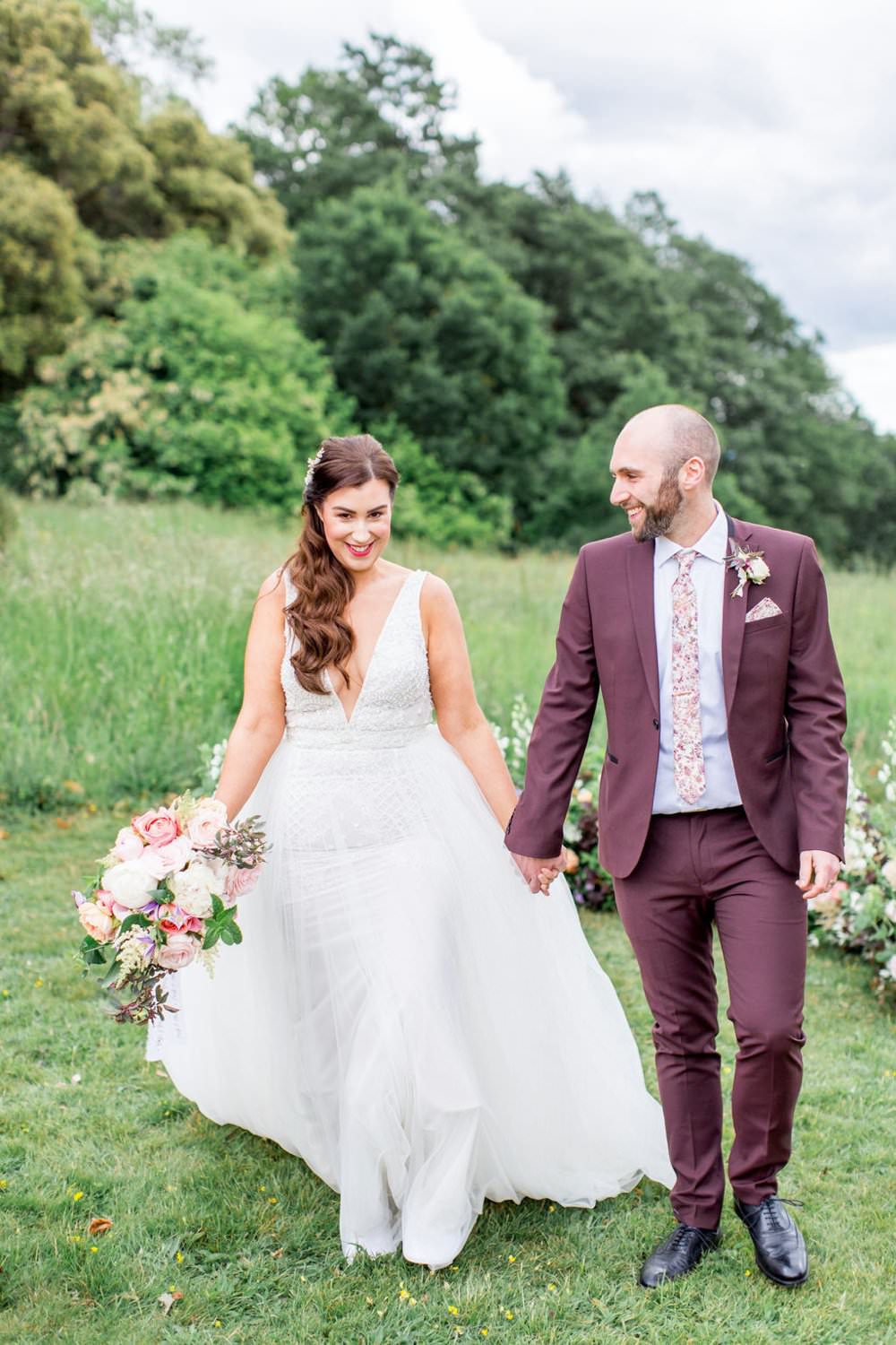 Dress Gown Bride Bridal Straps Tulle Skirt A Line English Garden Wedding Inspiration Philippa Sian Photography