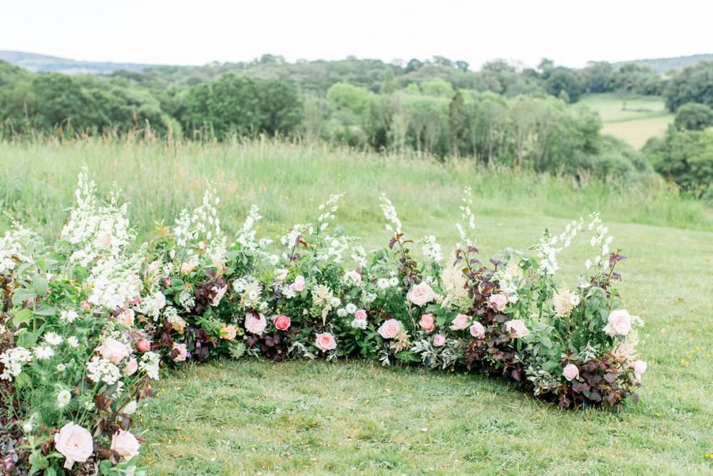 Meadow Flowers Ceremony Backdrop Arrangement English Garden Wedding Inspiration Philippa Sian Photography