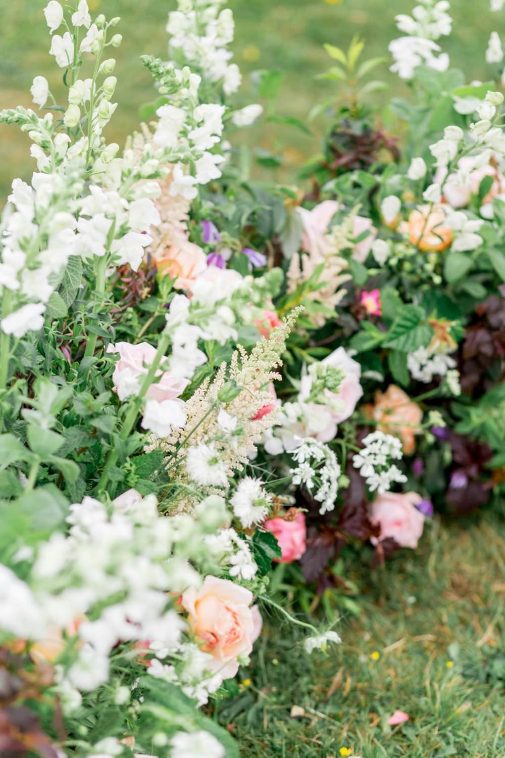 Meadow Flowers Ceremony Backdrop Arrangement English Garden Wedding Inspiration Philippa Sian Photography