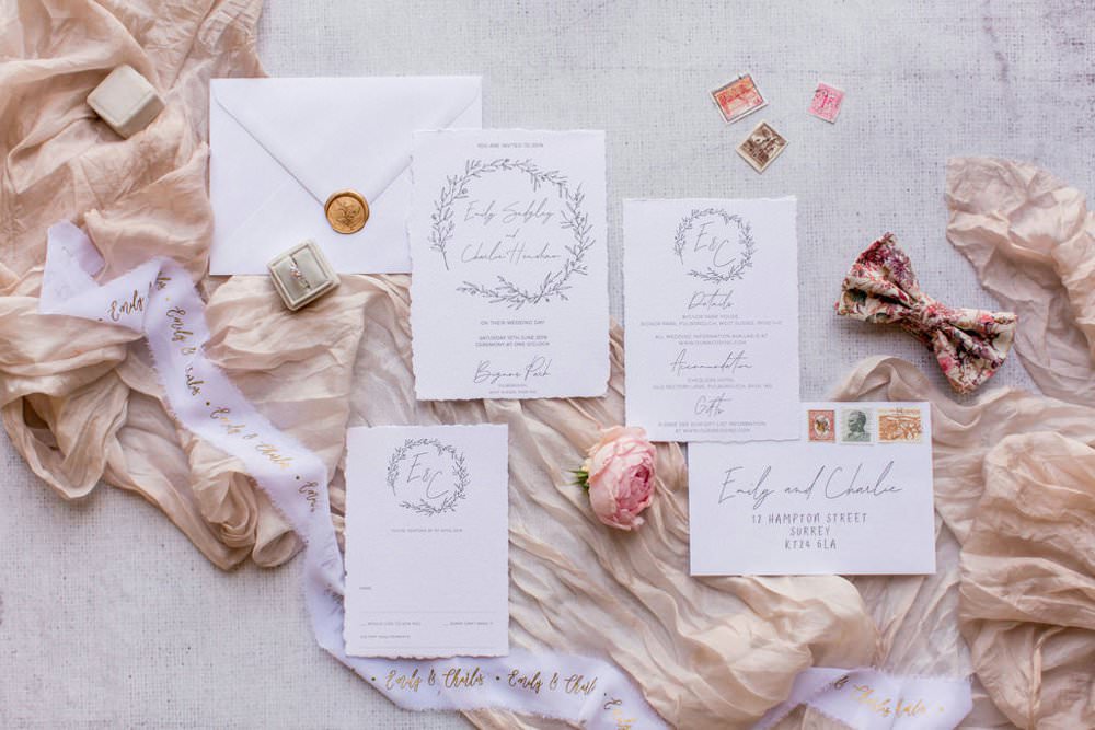 Stationery Suite Invite Invitations Floral Pastel Soft Pink Floral Calligraphy English Garden Wedding Inspiration Philippa Sian Photography