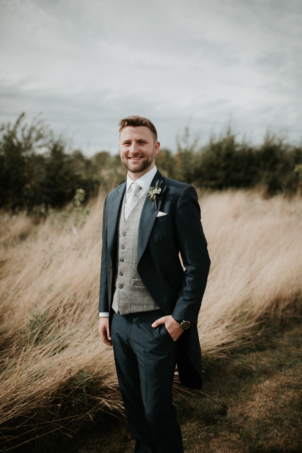 Groom Suit Navy Tails Traditional Waistcoat Ferry House Inn Wedding Paul Fuller Kent Photography