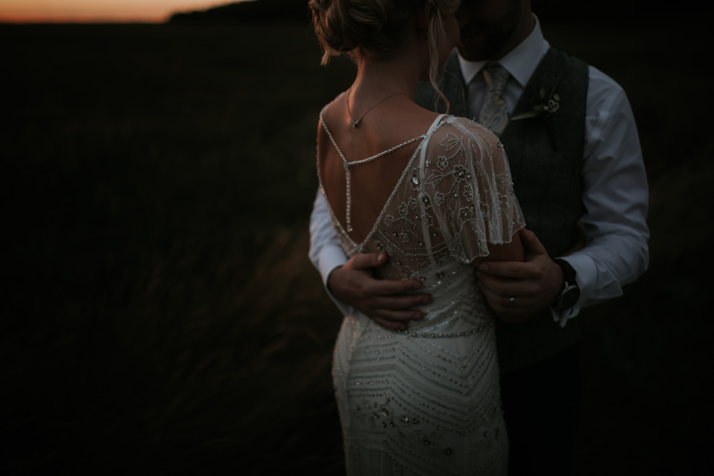 Dress Gown Bride Bridal Jenny Packham Beaded Sequin Cap Sleeves Ferry House Inn Wedding Paul Fuller Kent Photography