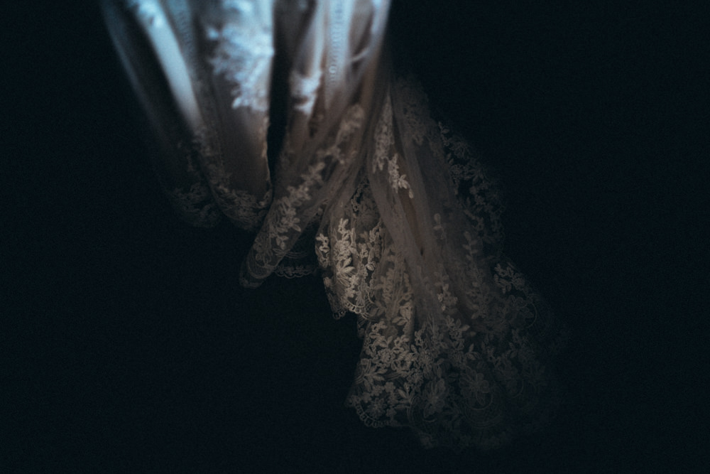 Dress Gown Bride Bridal Lace Straps Train Old Barn Wedding Joshua Rhys Photography