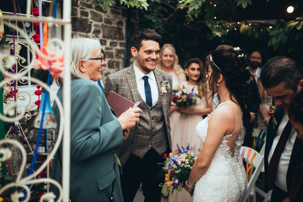Groom Suit Check Waistcoat Blue Tie Old Barn Wedding Joshua Rhys Photography