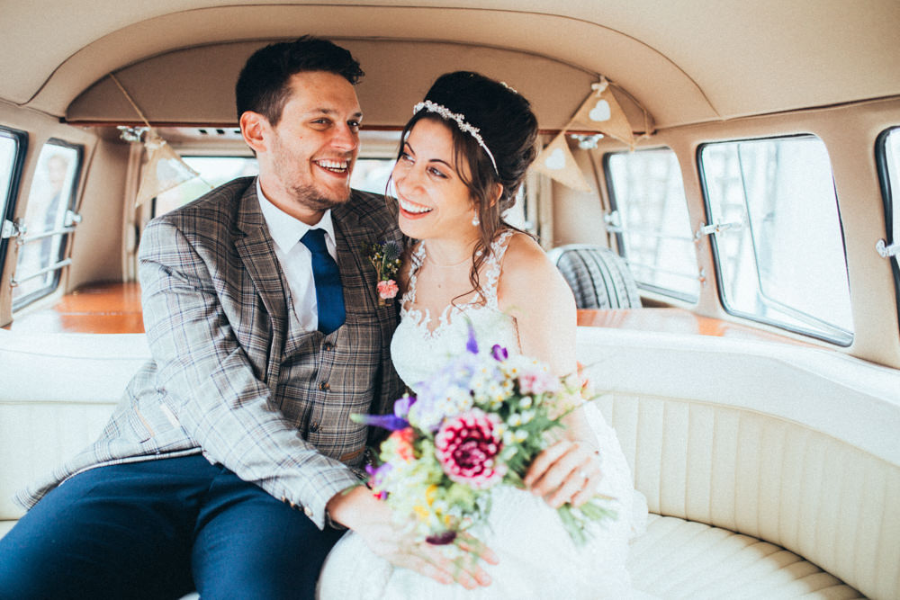 VW Campervan Transport Old Barn Wedding Joshua Rhys Photography
