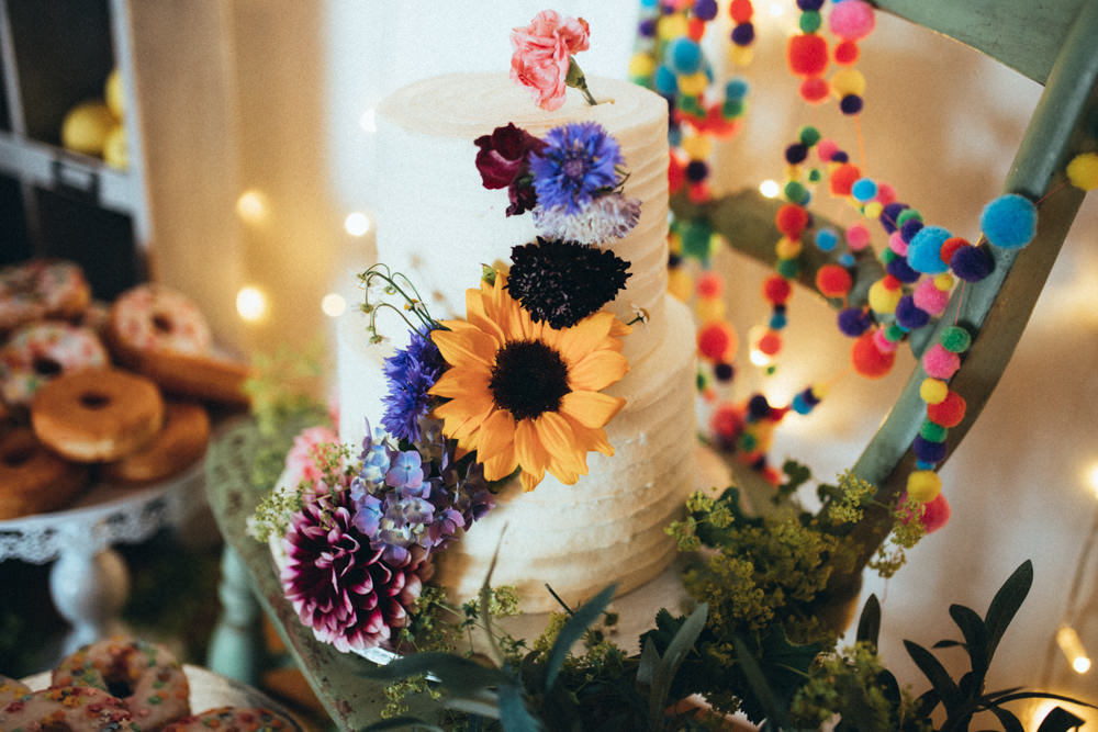 Buttercream Cake Flowers Old Barn Wedding Joshua Rhys Photography