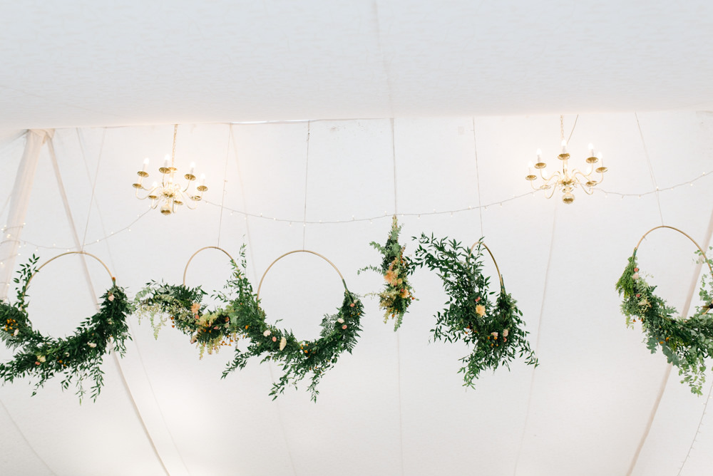 Marquee Fairy Lights Hoops Wreaths Greenery Foliage Flower Haning Suspended Perch Inn Wedding Captured By Katrina
