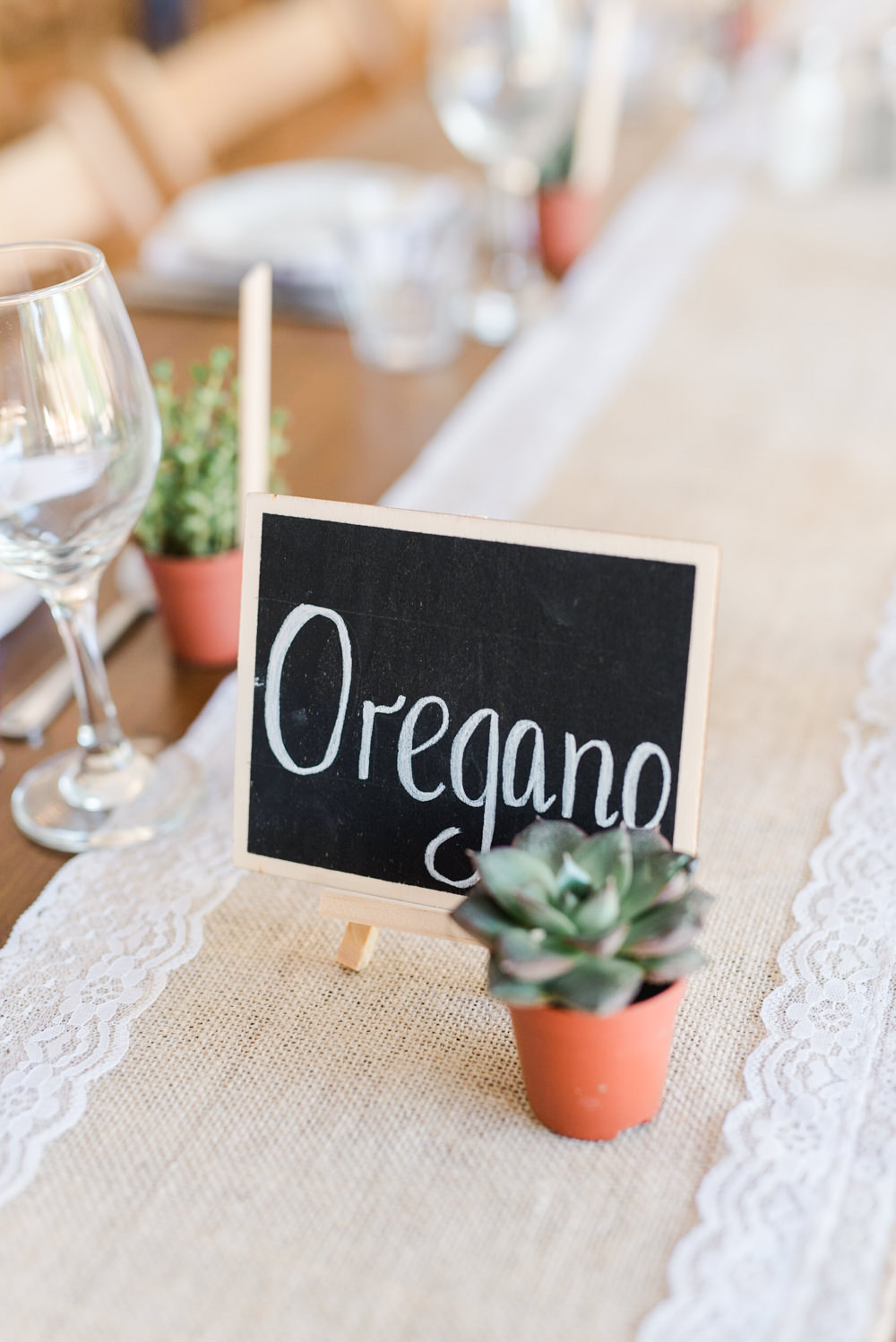Herb Table Name Decor Hessian Lace Table Runner Perch Inn Wedding Captured By Katrina