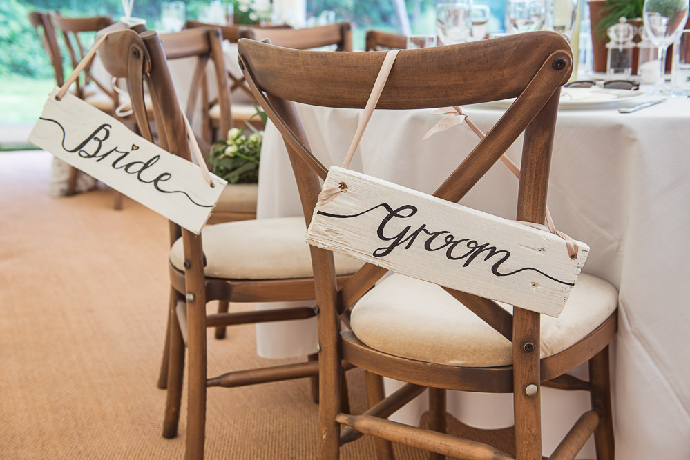 Bride Groom Chair Signs Sopley Lake Wedding One Thousand Words