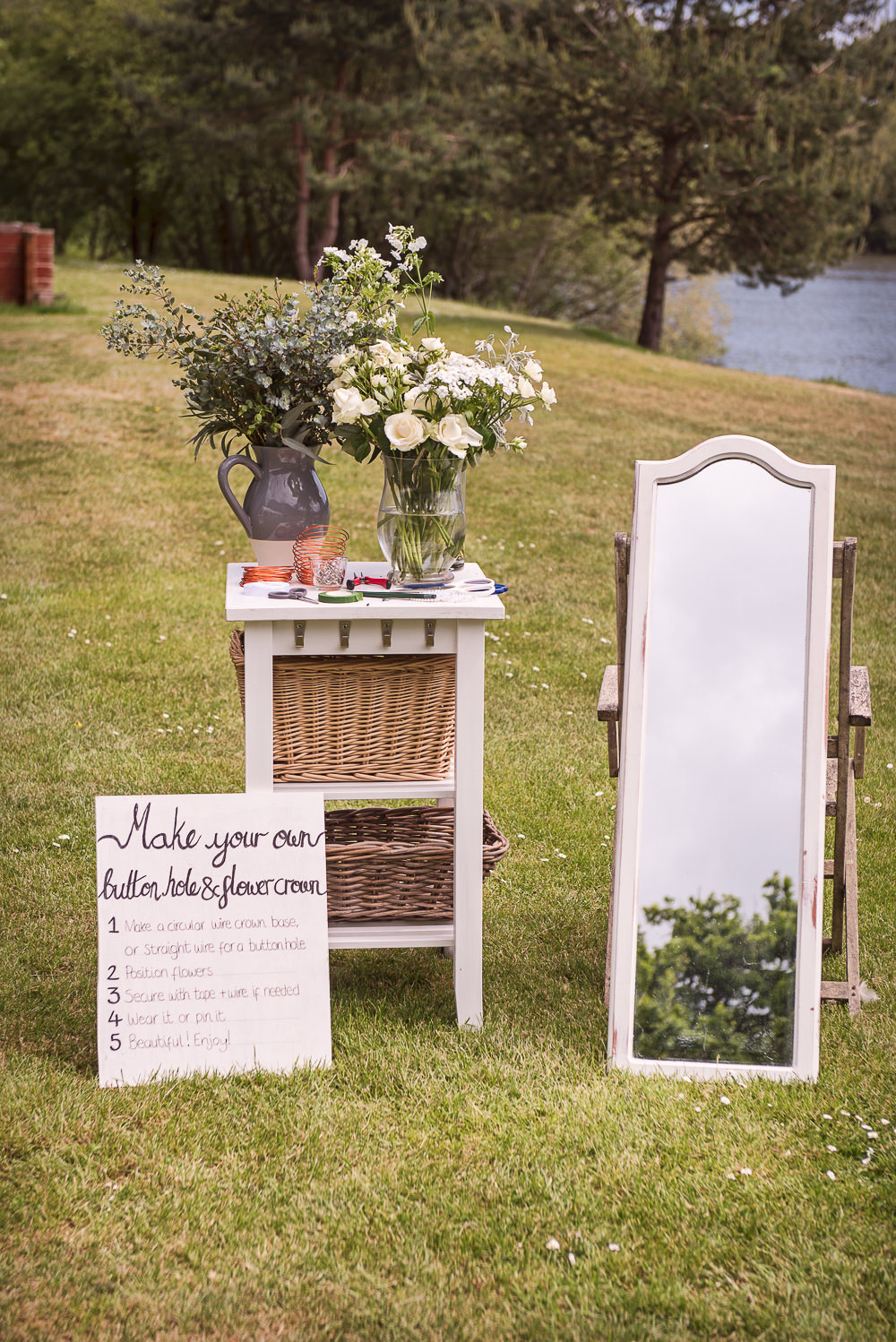 Buttonhole Flower Crown Station Sopley Lake Wedding One Thousand Words