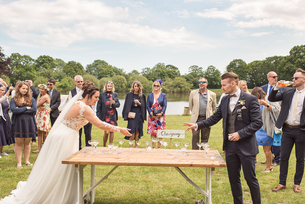 Beer Pong Champagne Game Sopley Lake Wedding One Thousand Words