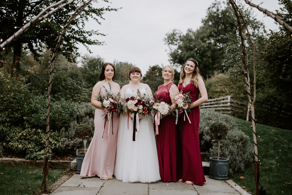 Bridesmaids Bridesmaid Dress Dresses Burgundy Pink Wick Farm Bath Wedding Siobhan Beales Photography