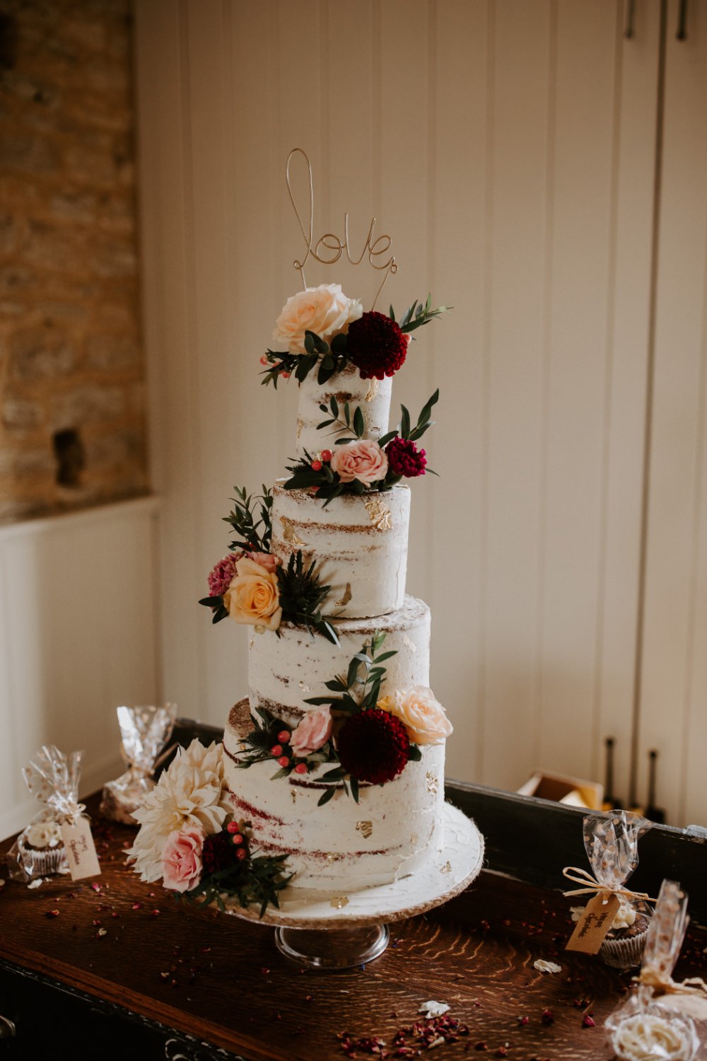 Semi Naked Cake Flowers Topper Wick Farm Bath Wedding Siobhan Beales Photography