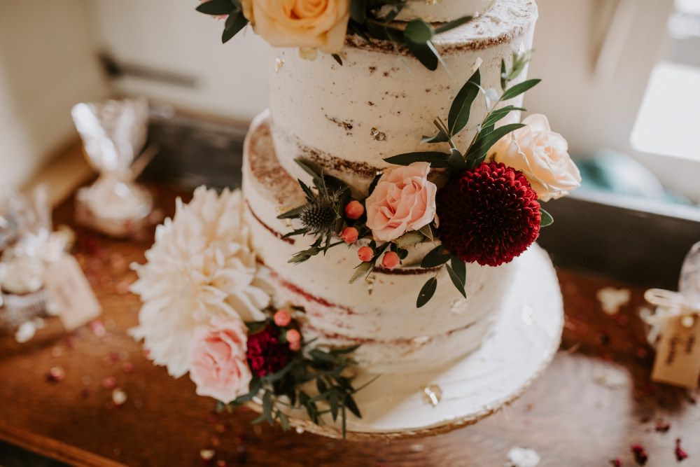 Semi Naked Cake Flowers Topper Wick Farm Bath Wedding Siobhan Beales Photography
