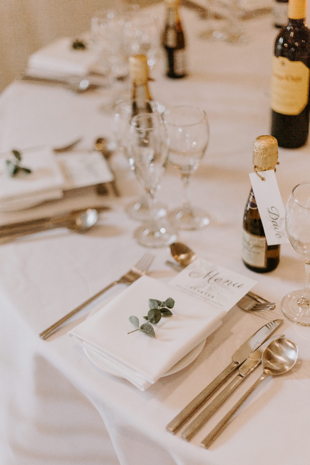 Place Setting Decor Favour Bottles Wick Farm Bath Wedding Siobhan Beales Photography
