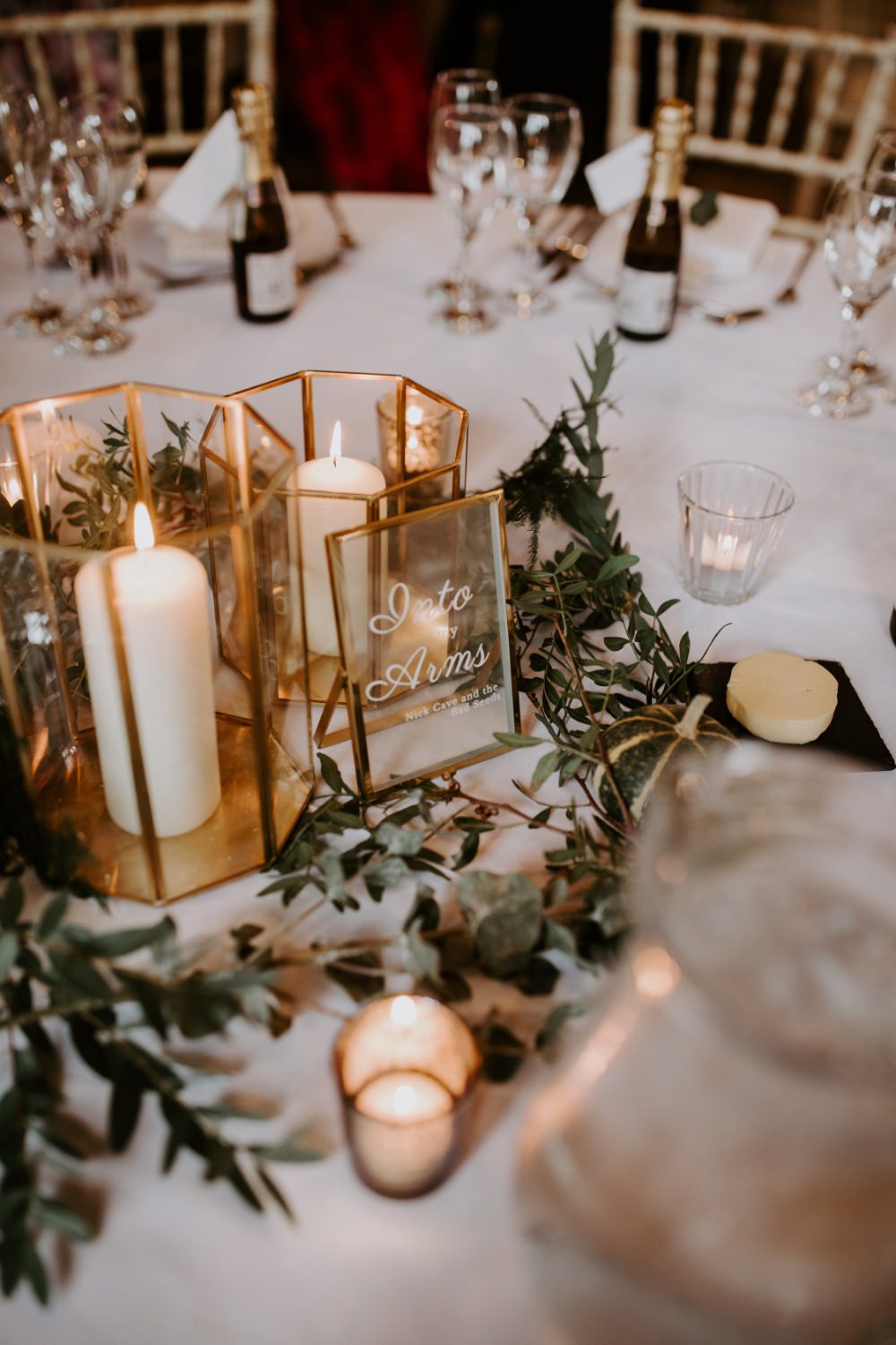 Centrepiece Decor Decoration Candles Greenery Foliage Terreriums Wick Farm Bath Wedding Siobhan Beales Photography