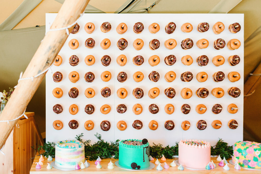Donut Doughnut Wall Stand Cakes Yew Tree Lakes Wedding Charlotte Hu Photography